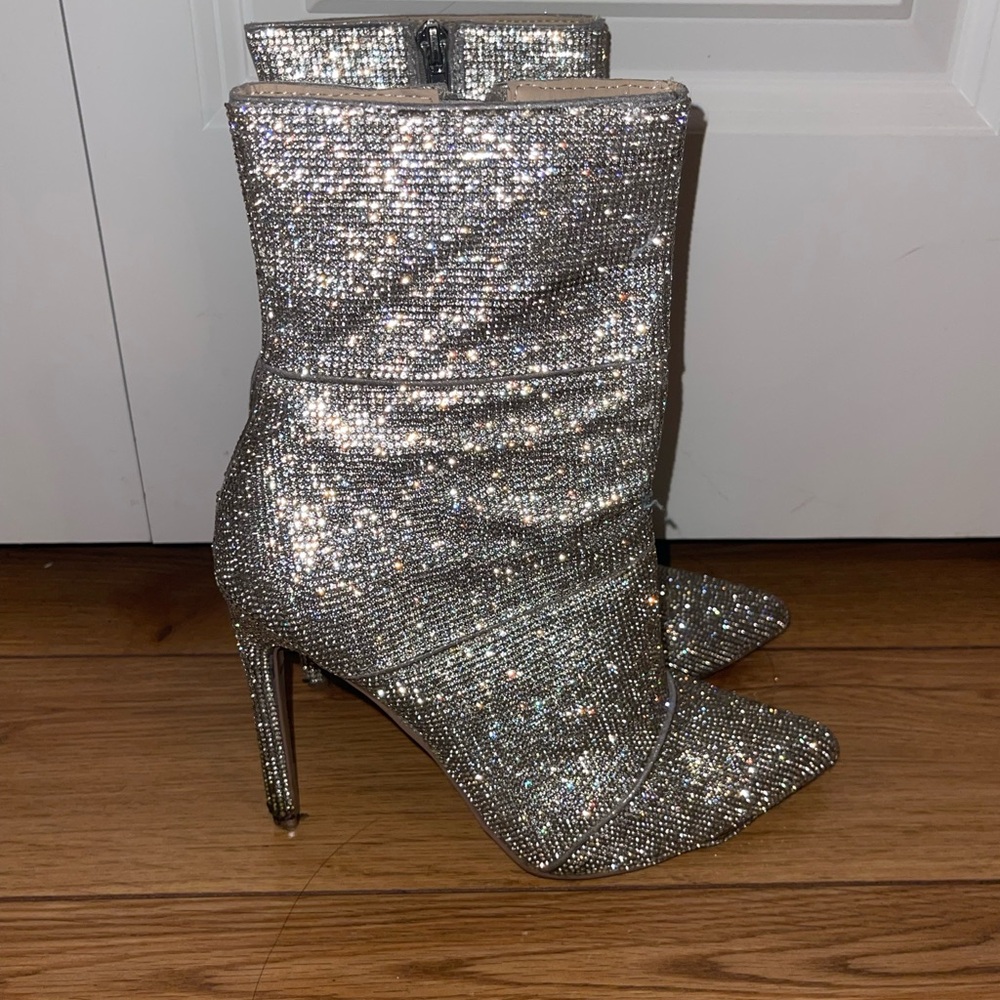 Steve Madden Sparkling Silver Heeled Boots